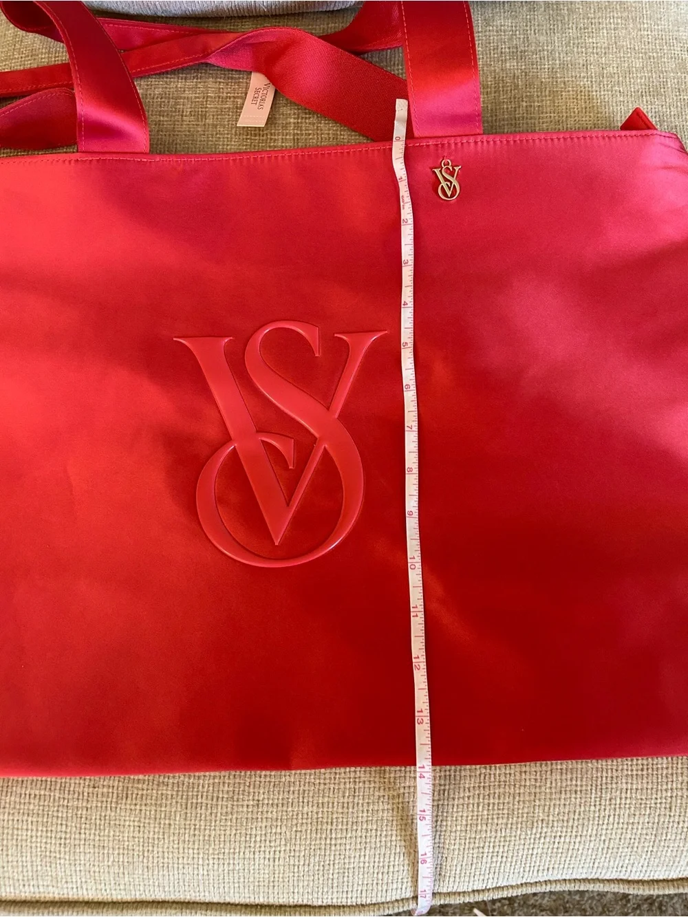 Victoria's Secret Red Embossed VS Logo Tote